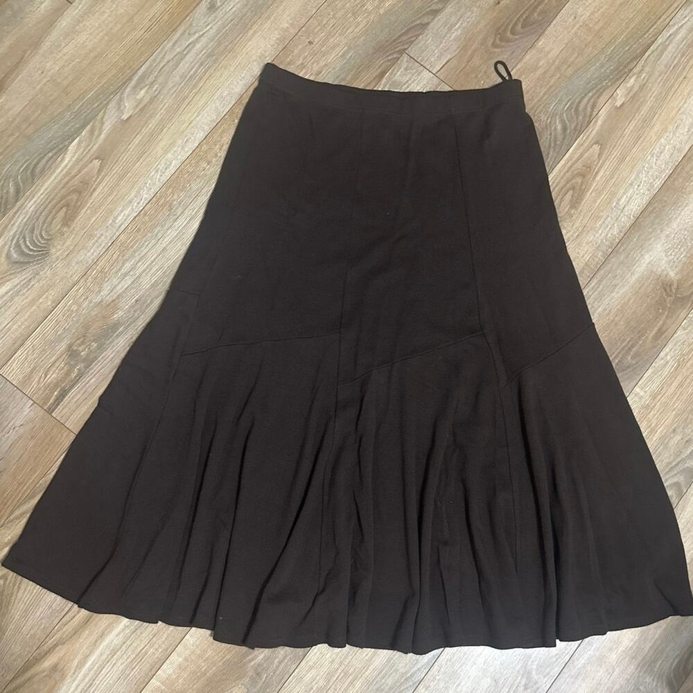 Nina Leonard Long Brown Flare Skirt 100% Acrylic Size XLarge made in Romania